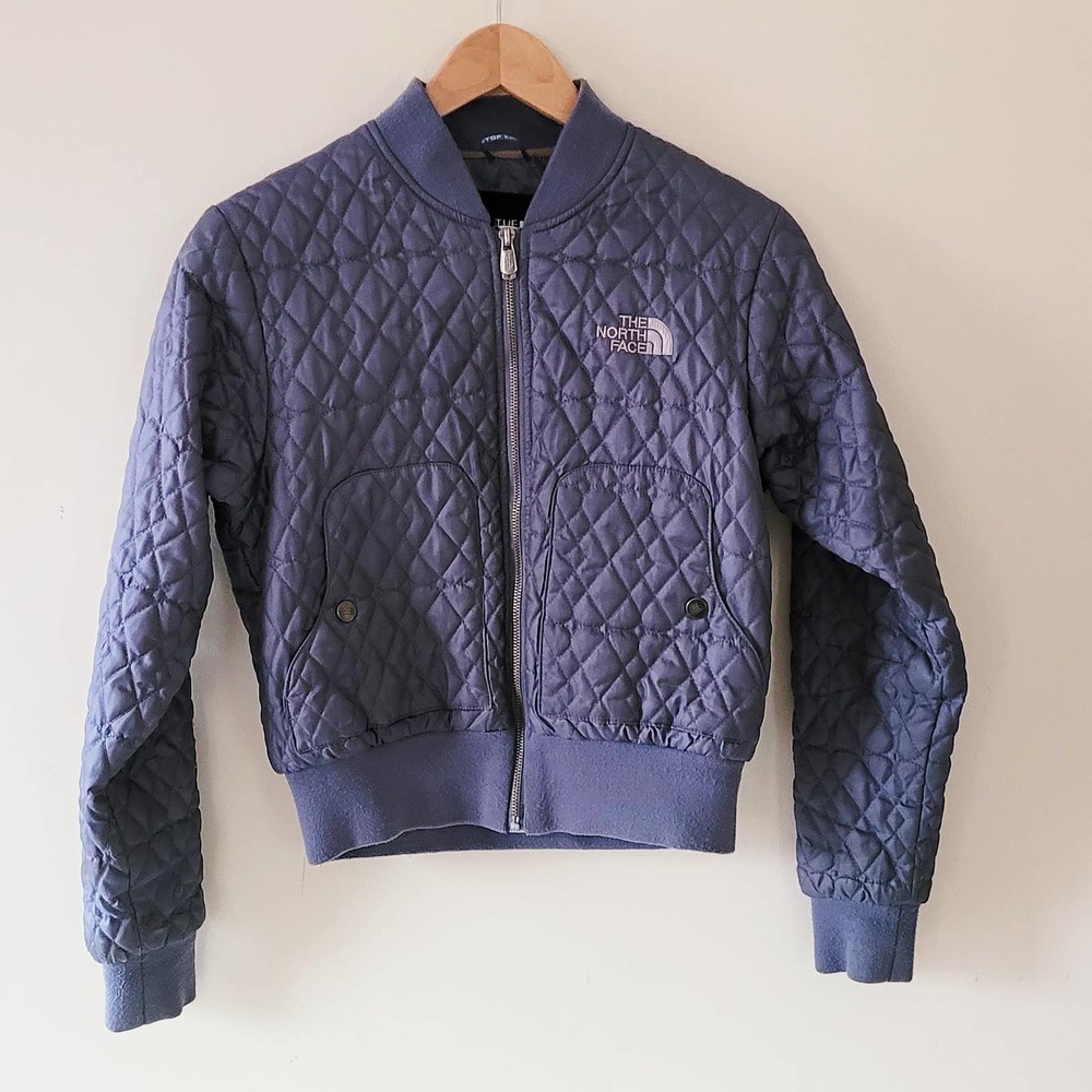 The North Face sz S Womens Blue Quilted Bomber Jacket  *Flaws*